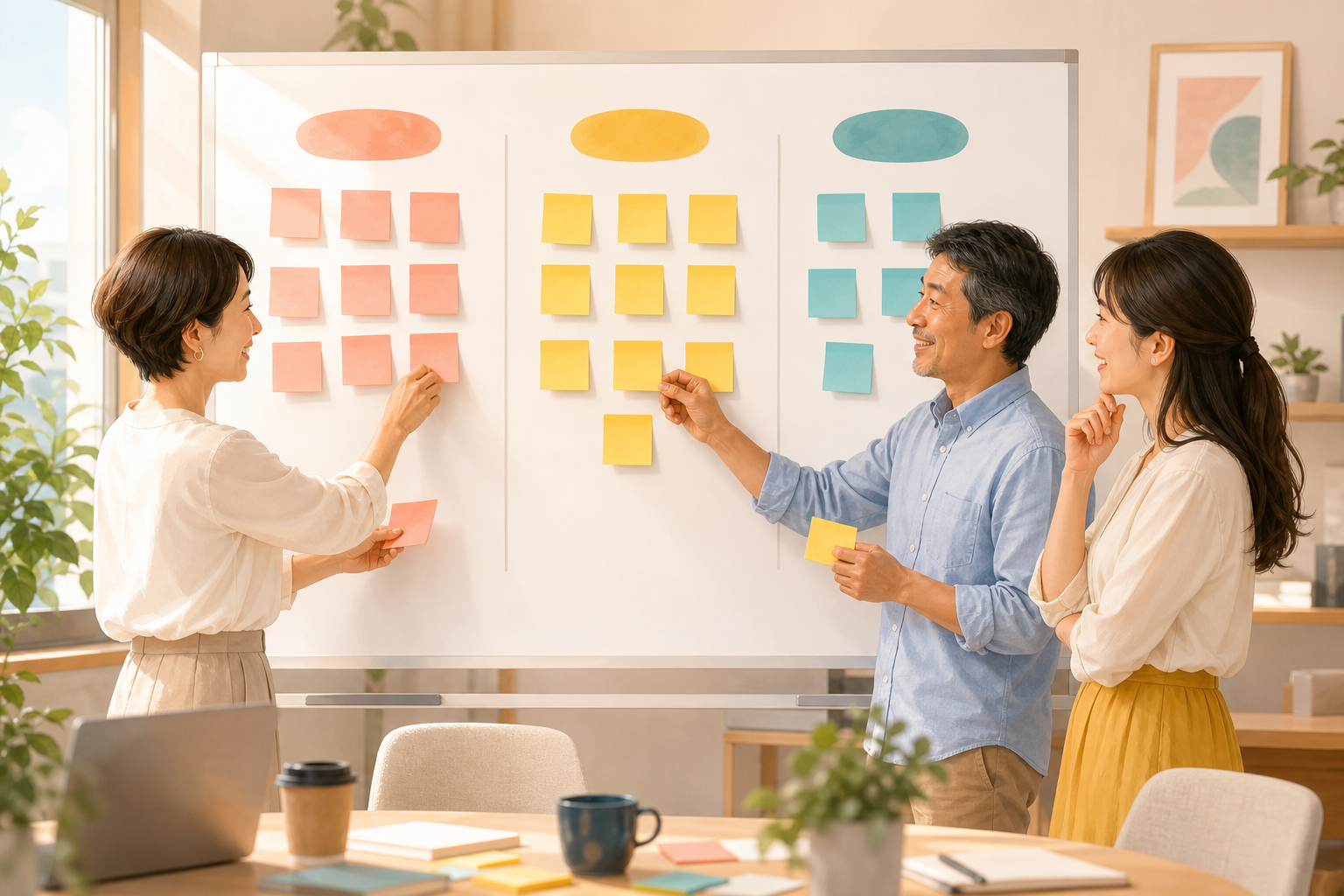 最初にAI化する業務を付箋で整理している様子